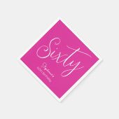 Gewoon modern script Roze 60e verjaardagsfeest Servet (Hoek)