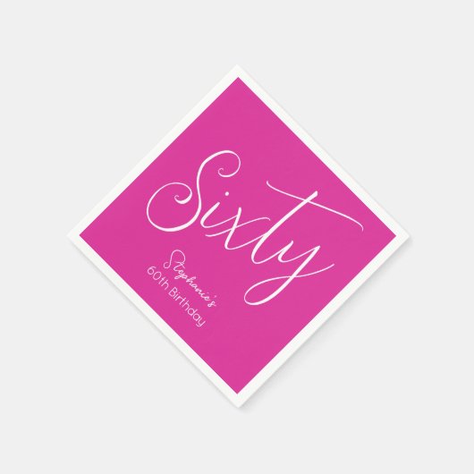Gewoon modern script Roze 60e verjaardagsfeest Servet (Hoek)