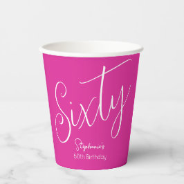 Gewoon modern script roze 60ste verjaardag papieren bekers