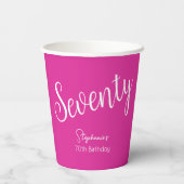 Gewoon modern script roze 70e verjaardag papieren bekers (Achterkant)