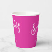 Gewoon modern script roze 70e verjaardag papieren bekers (Links)