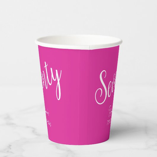 Gewoon modern script roze 70e verjaardag papieren bekers (Rechts)