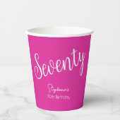 Gewoon modern script roze 70e verjaardag papieren bekers (Voorkant)