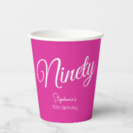 Gewoon modern script Roze 90ste verjaardag Party Papieren Bekers