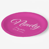 Gewoon modern script Roze 90ste verjaardag Party Papieren Bordje (Gekanteld)