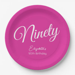 Gewoon modern script Roze 90ste verjaardag Party Papieren Bordje