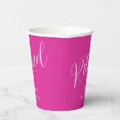 Gewoon modern script roze pensioenfeest papieren bekers (Rechts)