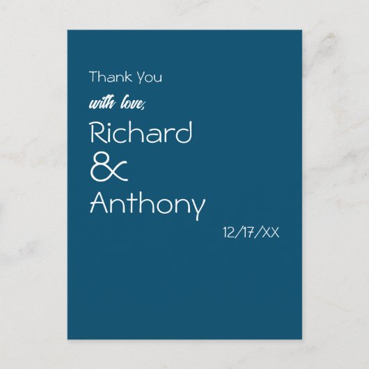 Gewoon modern, trendy bruiloft dank u briefkaart (Voorkant)