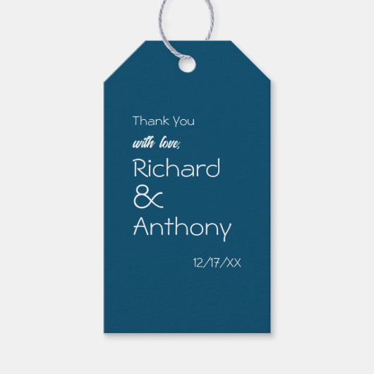 Gewoon modern, trendy bruiloft dank u cadeaulabel (Voorkant)