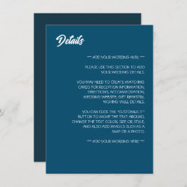 Gewoon modern, trendy bruiloft detail informatiekaartje