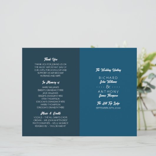 Gewoon modern, trendy huwelijksprogramma (Staand voorkant)