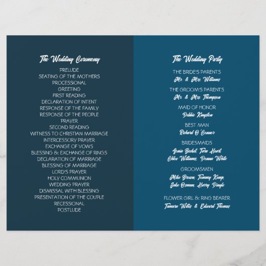 Gewoon modern, trendy huwelijksprogramma (Achterkant)