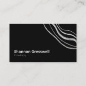 Gewoon modern zwart met zilveren accent visitekaartje (Voorkant)