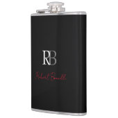 Gewoon Modern Zwart Rood Monogrammed Initialen Naa Heupfles (Links)