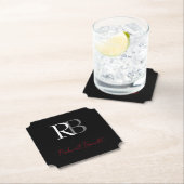 Gewoon Modern Zwart Rood Monogrammed Initialen Naa Kartonnen Onderzetters (Insitu)