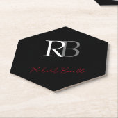 Gewoon Modern Zwart Rood Monogrammed Initialen Naa Kartonnen Onderzetters (Schuin)