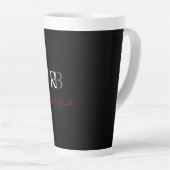 Gewoon Modern Zwart Rood Monogrammed Initialen Naa Latte Mok (Rechterhoek)
