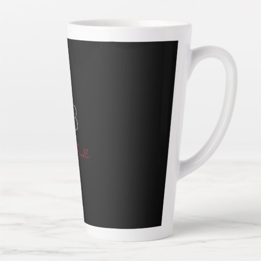 Gewoon Modern Zwart Rood Monogrammed Initialen Naa Latte Mok (Rechts)