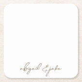 Gewoon moderne gouden script namen bruiloft kartonnen onderzetters (Voorkant)