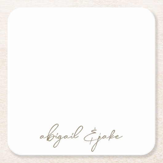 Gewoon moderne gouden script namen bruiloft kartonnen onderzetters (Voorkant)