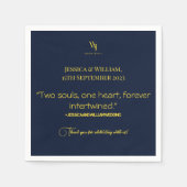 Gewoon moderne marine blauw en gouden bruiloft ser servet (Voorkant)