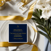 Gewoon moderne marine blauw en gouden bruiloft ser servet