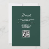 Gewoon moderne QR-code smaragdgroene bruiloft lief Kaart (Achterkant)