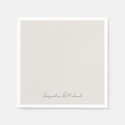 Gewoon moderne Script Cream bruiloft cocktail Servet (Voorkant)