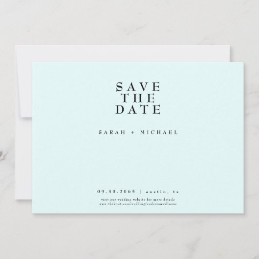 Gewoon moderne tekst alleen bruiloft ijs blauw save the date (Voorkant)