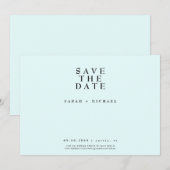 Gewoon moderne tekst alleen bruiloft ijs blauw save the date (Voorkant / Achterkant)