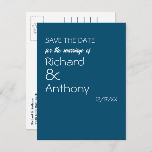 Gewoon moderne, trendy bruiloft Save the Date Aankondigingskaart (Voorkant / Achterkant)