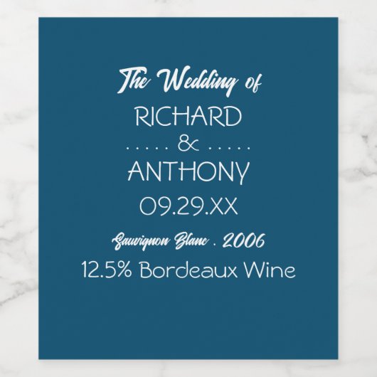 Gewoon moderne, trendy bruiloft wijn etiket (Enkel label)