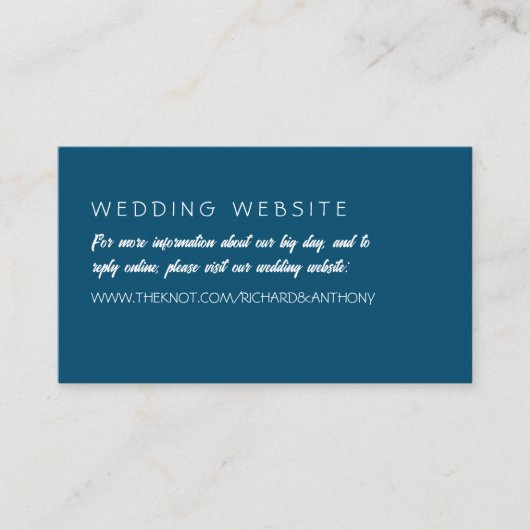 Gewoon moderne, trendy trouwwebsite informatiekaartje (Voorkant)