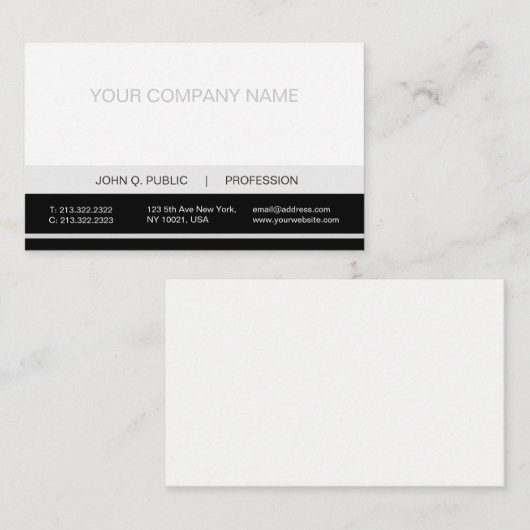 Gewoon moderne, zwarte, witte, grijze matte visitekaartje (Voorkant / Achterkant)