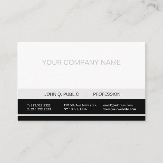 Gewoon moderne, zwarte, witte, grijze matte visitekaartje (Voorkant)