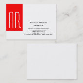 Gewoon mollig modern wit rood streep monogram visitekaartje (Voorkant / Achterkant)