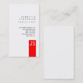 Gewoon Monogram rood Verticaal Schoon Visitekaartj Visitekaartje (Voorkant / Achterkant)
