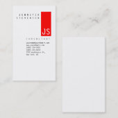 Gewoon Monogram rood Verticaal Schoon Visitekaartj Visitekaartje (Voorkant / Achterkant)