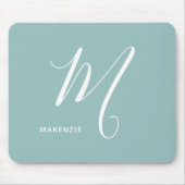 Gewoon monogram Script Letter M Zee Groen Muismat (Voorkant)