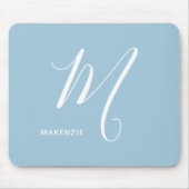 Gewoon monogram scriptletter M Blue Muismat (Voorkant)