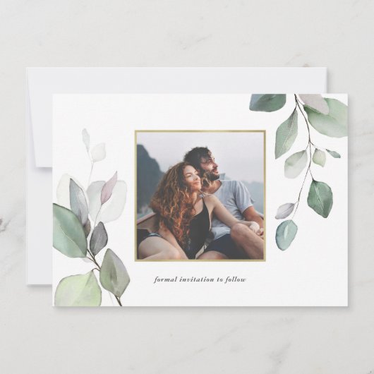 Gewoon mooi botanisch groen sparen de datum save the date (Achterkant)