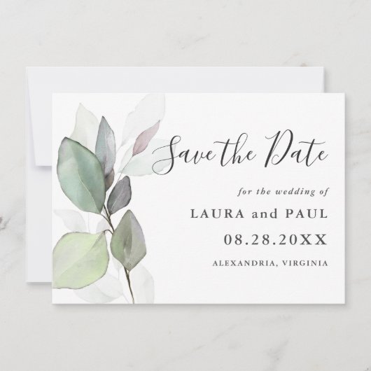 Gewoon mooi botanisch groen sparen de datum save the date (Voorkant)