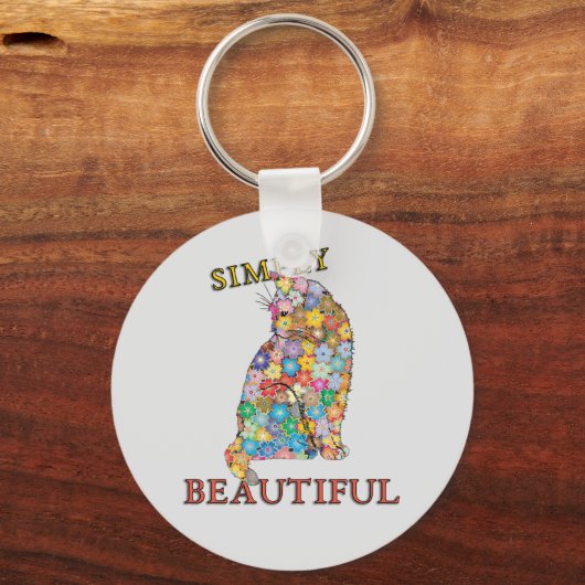 Gewoon mooie, kleurrijke katteliefde sleutelhanger (Voorkant)