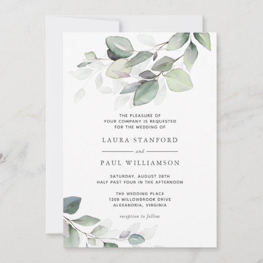 Gewoon mooie Waterverf botanische groen Kaart (Voorkant)