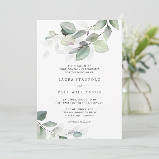 Gewoon mooie Waterverf botanische groen Kaart (Staand voorkant)