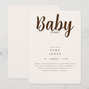 Gewoon Neutral Cream & Brown Baby shower Kaart