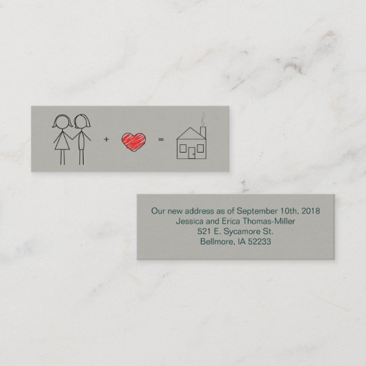 Gewoon nieuw adres voor getrouwde vrouwen mini visitekaartje (Voorkant / Achterkant)