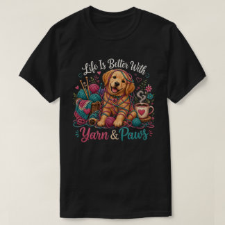 Gewoon nog één rij breiende kat – knus garen & han t-shirt
