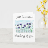 Gewoon omdat, aan jou denkend, Blue Asters Art Kaart (Gele Bloem)