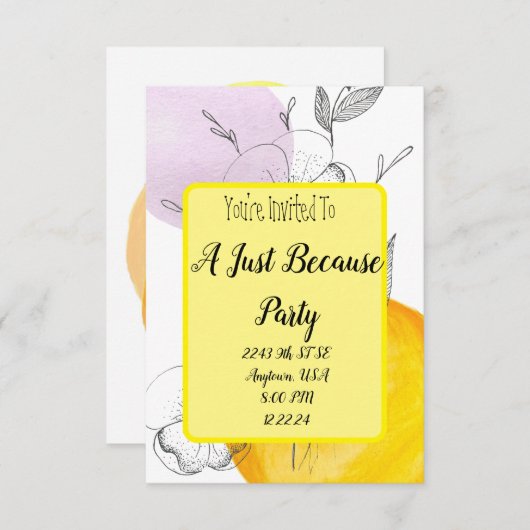 Gewoon omdat Casual uitnodiging (Voorkant / Achterkant)